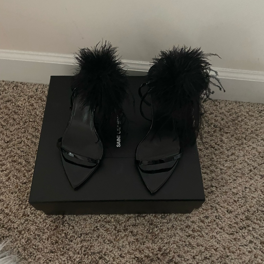 YSL fur sandals.